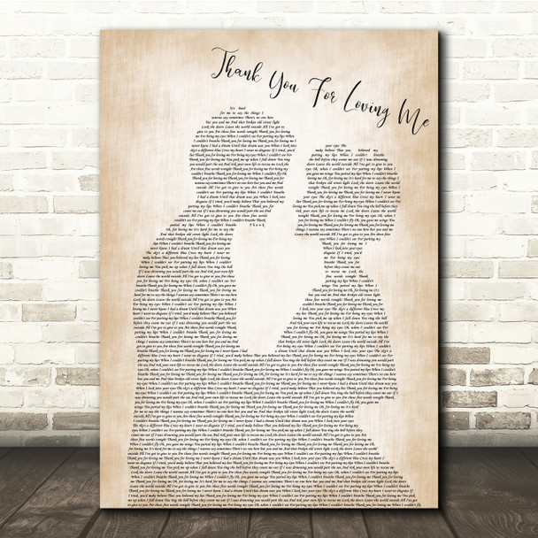 Bon Jovi Thank You For Loving Me Man Lady Bride Groom Wedding Song Lyric Print