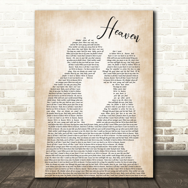 Bryan Adams Heaven Song Lyric Man Lady Bride Groom Wedding Print