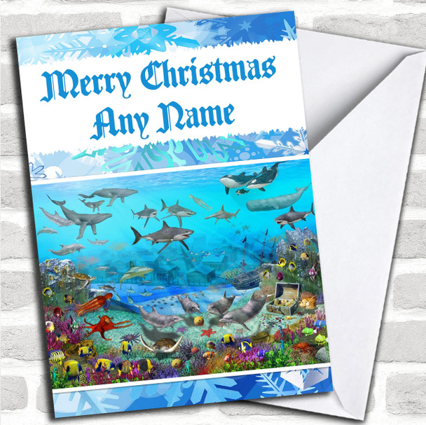 Sharks And Dolphins Personalized Christmas Card