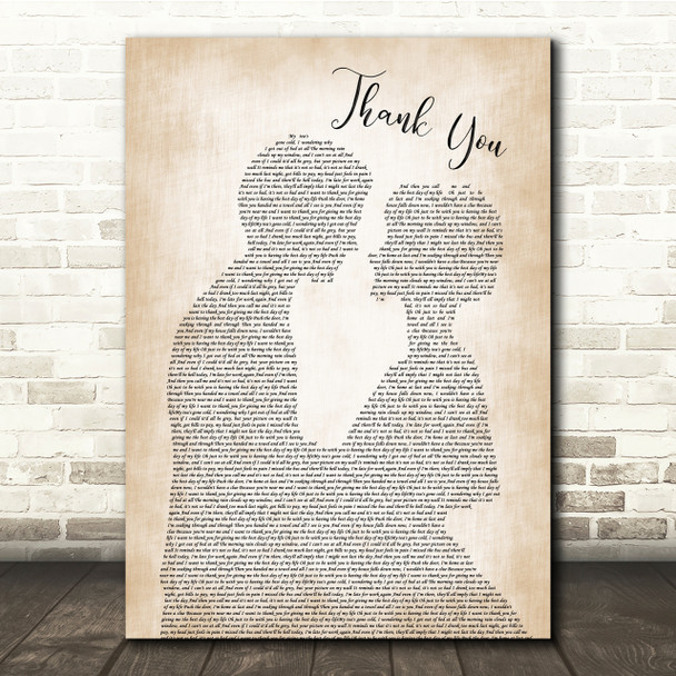 Dido Thank You Man Lady Bride Groom Wedding Song Lyric Quote Print