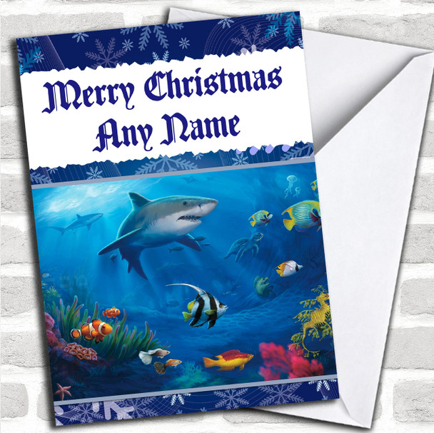 Shark Under The Sea Fish Personalized Christmas Card