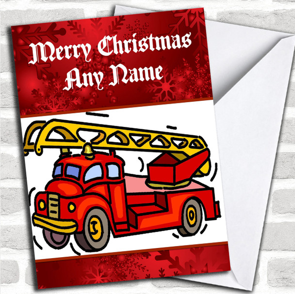 Fire Engine Personalized Christmas Card