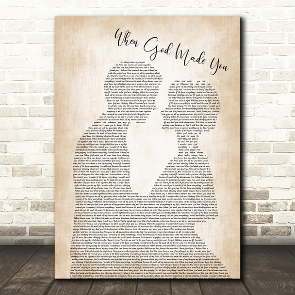 Newsong When God Made You Man Lady Bride Groom Wedding Song Lyric Quote Print