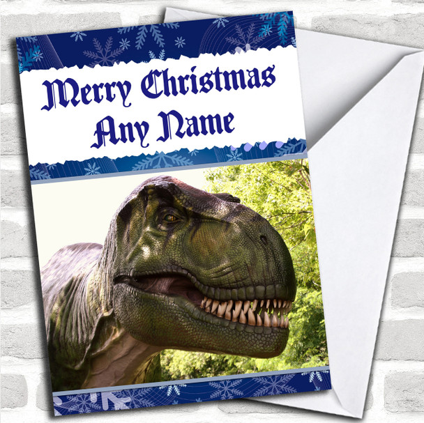 Scary T Rex Dinosaur Personalized Christmas Card