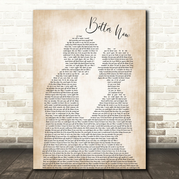 Rascal Flatts Better Now Song Lyric Man Lady Bride Groom Wedding Print