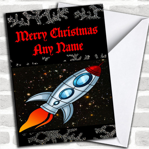 Space Rocket Personalized Christmas Card