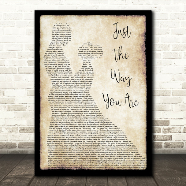 Billy Joel Just The Way You Are Man Lady Dancing Song Lyric Quote Print