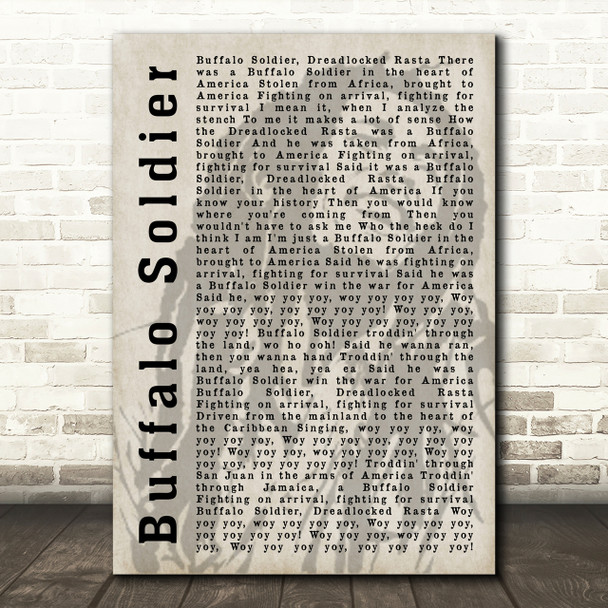 Bob Marley Buffalo Soldier Shadow Song Lyric Quote Print