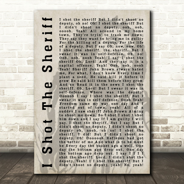 Bob Marley I Shot The Sheriff Shadow Song Lyric Quote Print