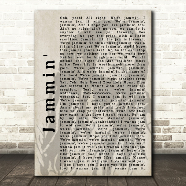 Bob Marley Jammin' Shadow Song Lyric Quote Print