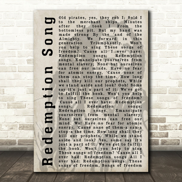 Bob Marley Redemption Song Shadow Song Lyric Quote Print