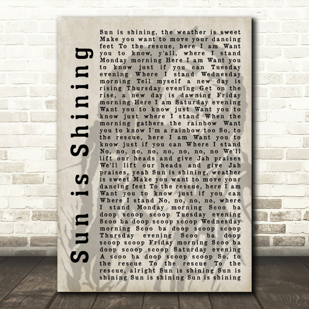 Bob Marley Sun is Shining Shadow Song Lyric Quote Print