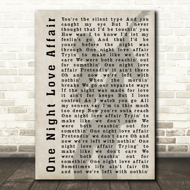 Bryan Adams One Night Love Affair Shadow Song Lyric Quote Print