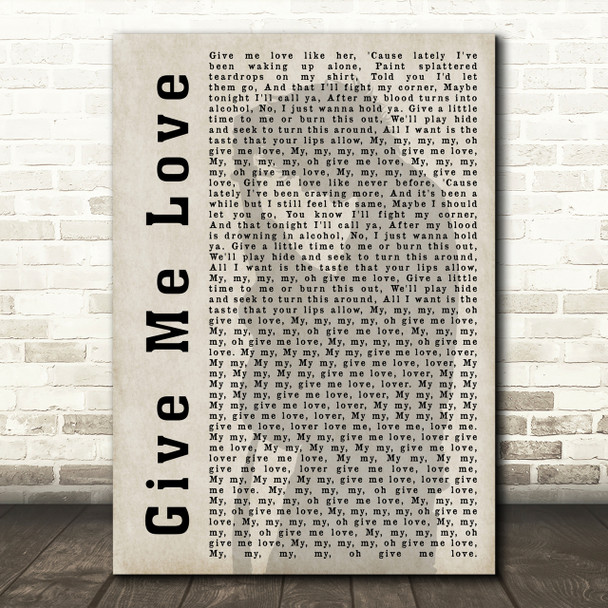 Ed Sheeran Give Me Love Shadow Song Lyric Quote Print