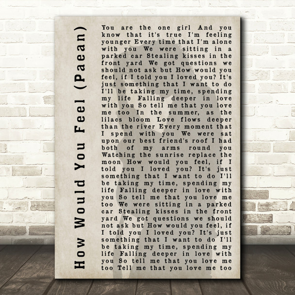 Ed Sheeran How Would You Feel (Paean) Shadow Song Lyric Quote Print