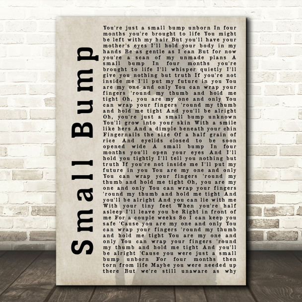 Ed Sheeran Small Bump Shadow Song Lyric Quote Print