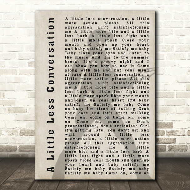 Elvis Presley A Little Less Conversation Pose Shadow Song Lyric Quote Print