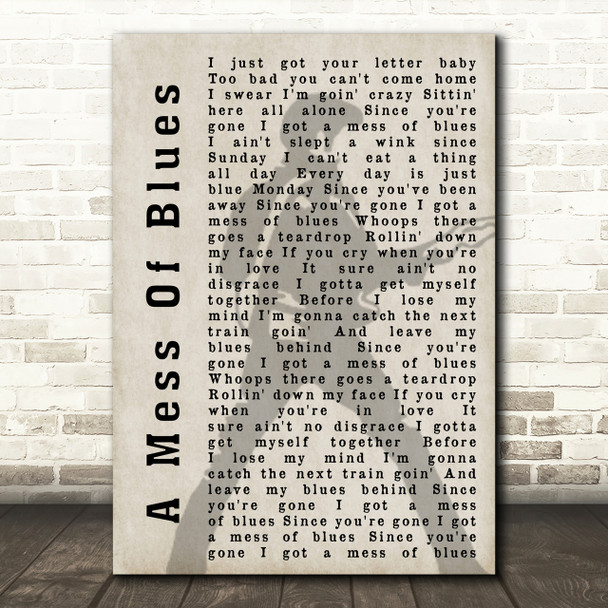 Elvis Presley A Mess Of Blues Pose Shadow Song Lyric Quote Print