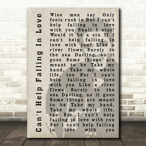 Elvis Presley Can't Help Falling In Love Face Shadow Song Lyric Quote Print