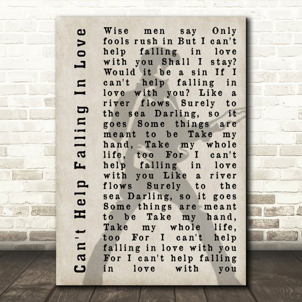 Elvis Presley Can't Help Falling In Love Pose Shadow Song Lyric Quote Print