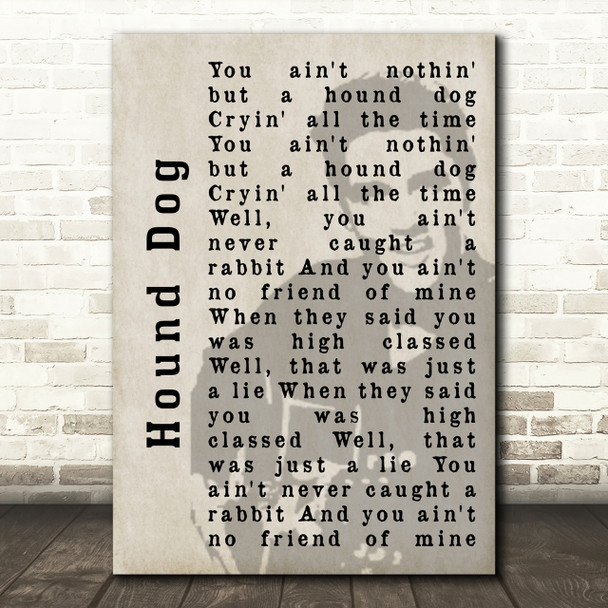 Elvis Presley Hound Dog Face Shadow Song Lyric Quote Print