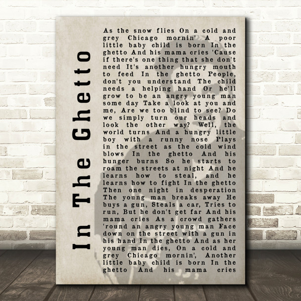 Elvis Presley In The Ghetto Face Shadow Song Lyric Quote Print