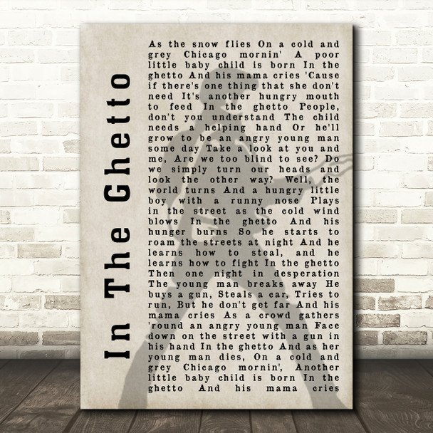 Elvis Presley In The Ghetto Pose Shadow Song Lyric Quote Print