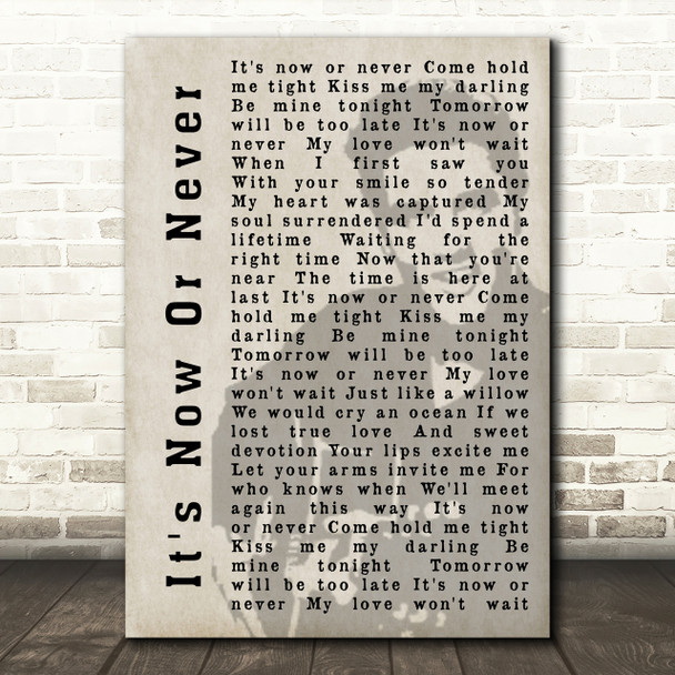 Elvis Presley It's Now Or Never Face Shadow Song Lyric Quote Print