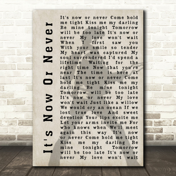 Elvis Presley It's Now Or Never Pose Shadow Song Lyric Quote Print