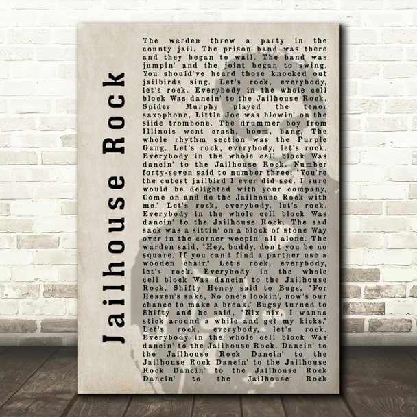 Elvis Presley Jailhouse Rock Face Shadow Song Lyric Quote Print