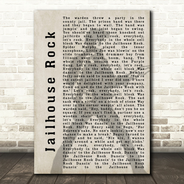 Elvis Presley Jailhouse Rock Pose Shadow Song Lyric Quote Print