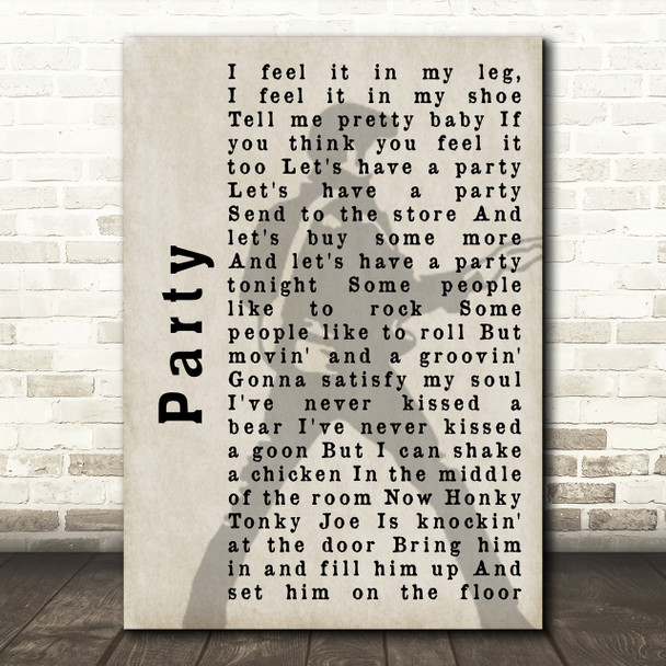 Elvis Presley Party Pose Shadow Song Lyric Quote Print