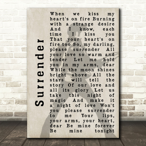 Elvis Presley Surrender Pose Shadow Song Lyric Quote Print