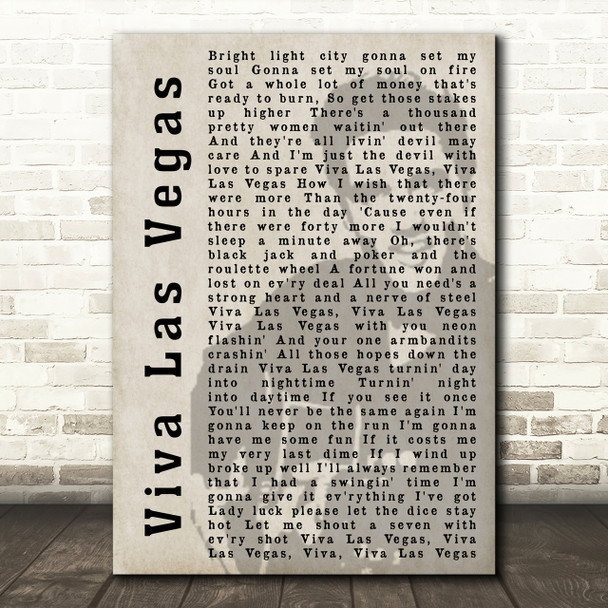 Elvis Presley Viva Las Vegas Face Shadow Song Lyric Quote Print