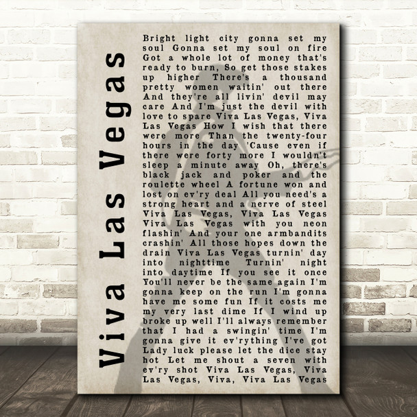 Elvis Presley Viva Las Vegas Pose Shadow Song Lyric Quote Print