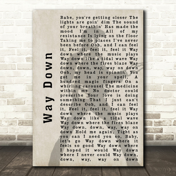 Elvis Presley Way Down Pose Shadow Song Lyric Quote Print