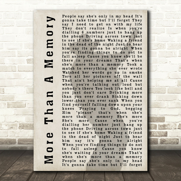 Garth Brooks More Than A Memory Shadow Song Lyric Quote Print