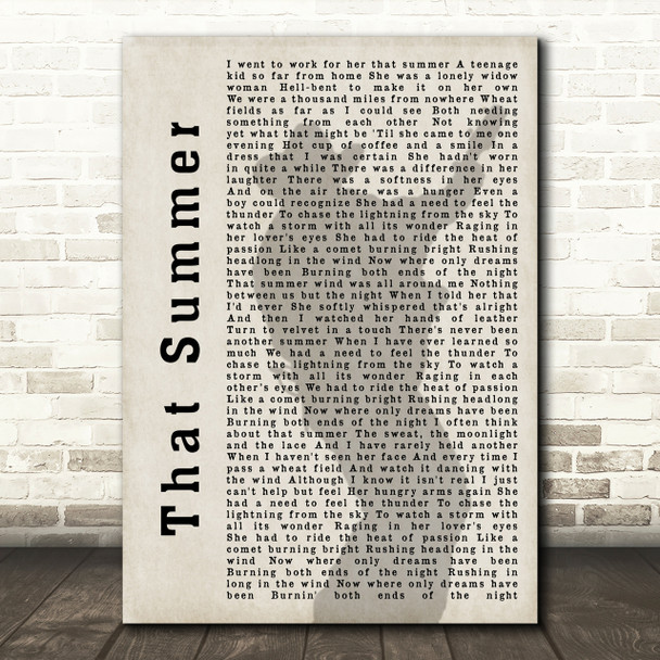 Garth Brooks That Summer Shadow Song Lyric Quote Print