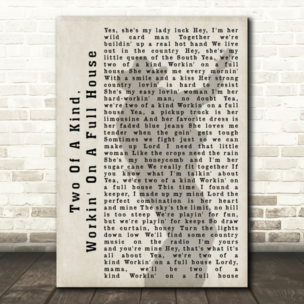 Garth Brooks Two Of A Kind, Workin' On A Full House Shadow Song Lyric Print