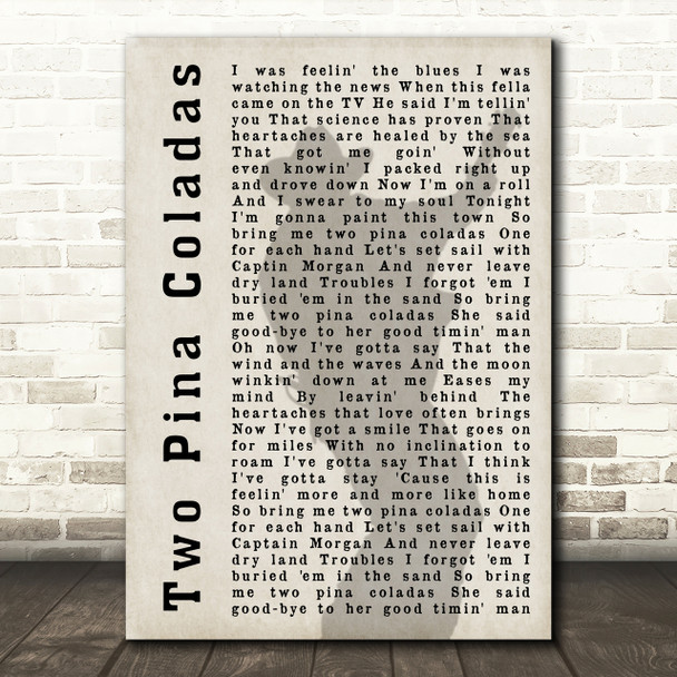 Garth Brooks Two Pina Coladas Shadow Song Lyric Quote Print