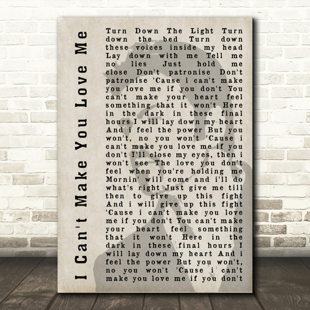 George Michael I Can't Make You Love Me Shadow Song Lyric Quote Print