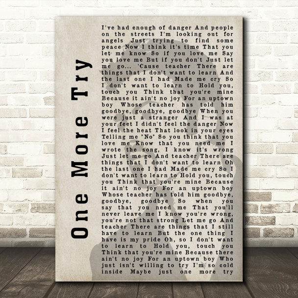George Michael One More Try Shadow Song Lyric Quote Print