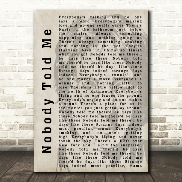 John Lennon Nobody Told Me Shadow Song Lyric Quote Print