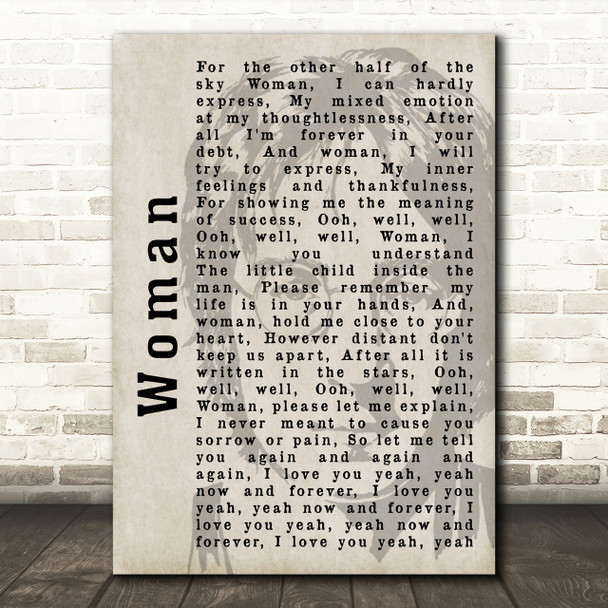 John Lennon Woman Shadow Song Lyric Quote Print