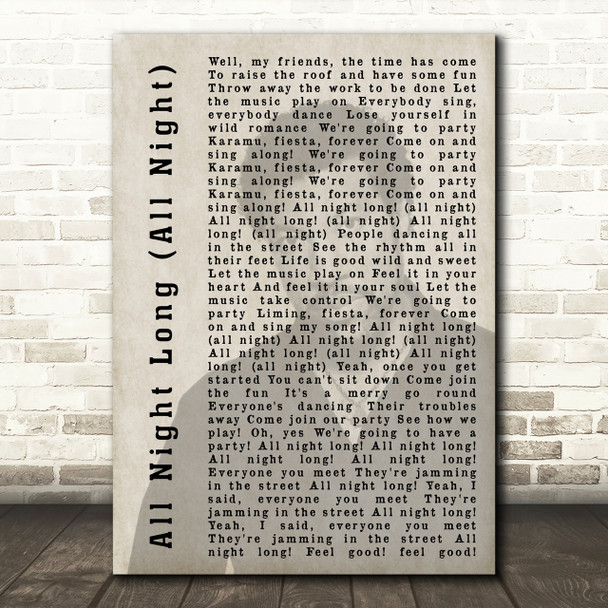 Lionel Richie All Night Long (All Night) Shadow Song Lyric Quote Print