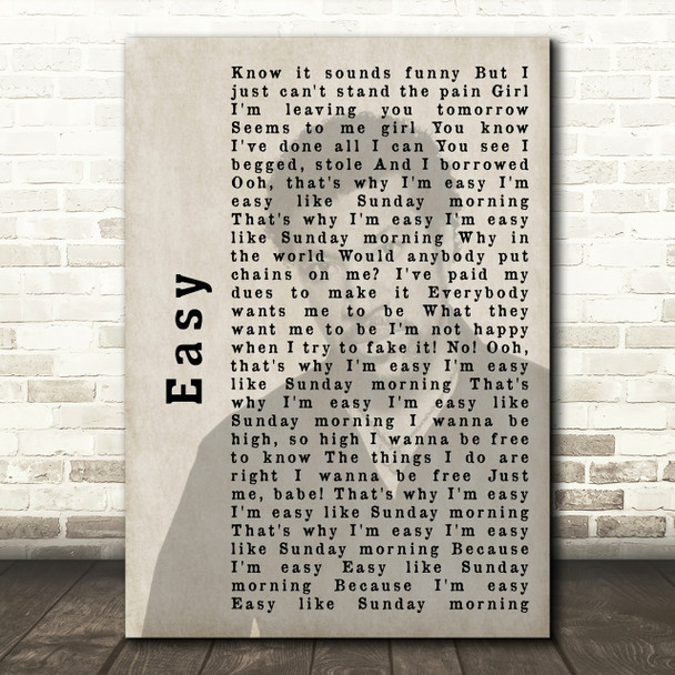 Lionel Richie Easy Shadow Song Lyric Quote Print