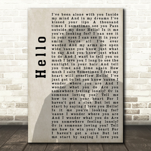 Lionel Richie Hello Shadow Song Lyric Quote Print