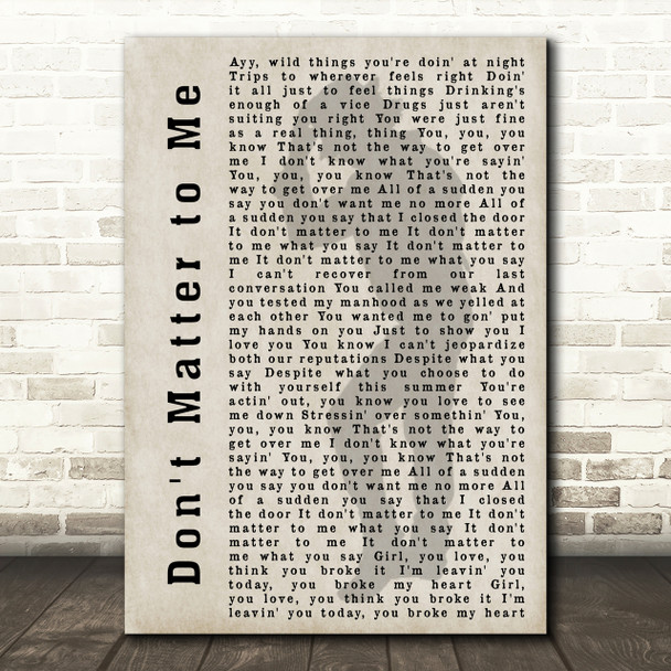 Michael Jackson Don't Matter to Me Shadow Song Lyric Quote Print