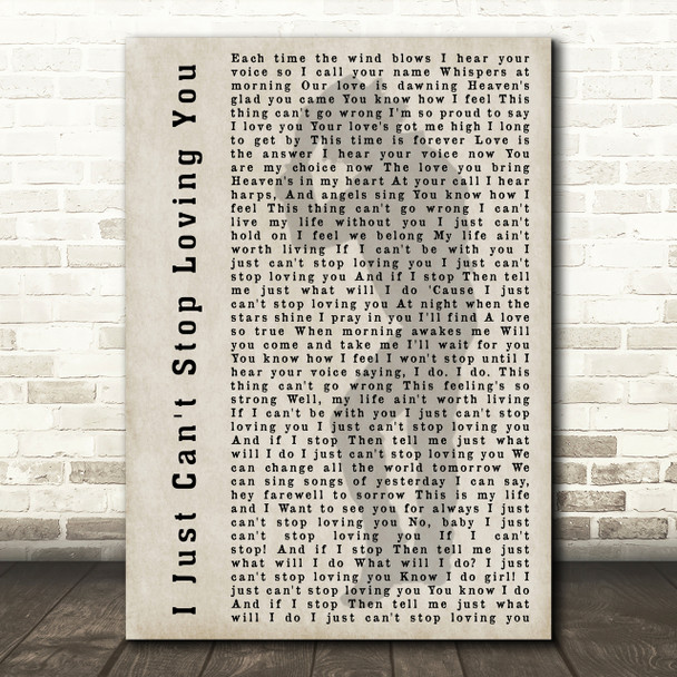 Michael Jackson I Just Can't Stop Loving You Shadow Song Lyric Quote Print