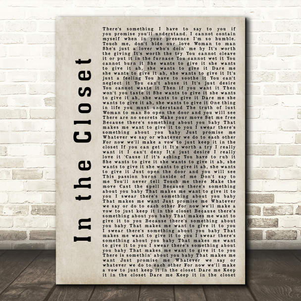 Michael Jackson In the Closet Shadow Song Lyric Quote Print